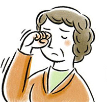 目を押したり、こすったりしない。
 